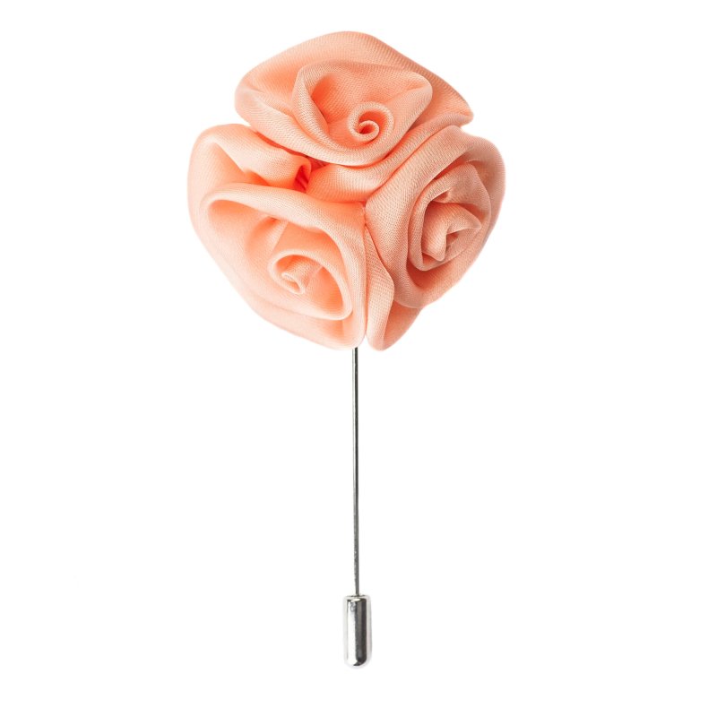 Triple Rose Lapel Pin, Salmon - All Products - British D'sire