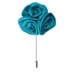 Triple Rose Lapel Pin, Turquoise - All Products - British D'sire