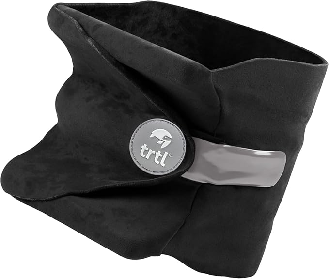 trtl Travel Pillow for Neck Support - Super Soft Neck Pillow with Shoulder Support and Cozy Cushioning - Lightweight and Easy to Carry - Machine Washable - Black - Travel Pilow - British D'sire