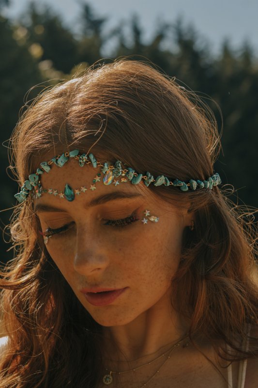 Turquoise Crystal Head Chain Festival Headwear - Headwear - British D'sire