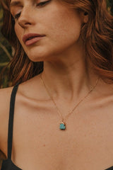 Turquoise Stone Pendant Necklace in Gold - Necklaces - British D'sire