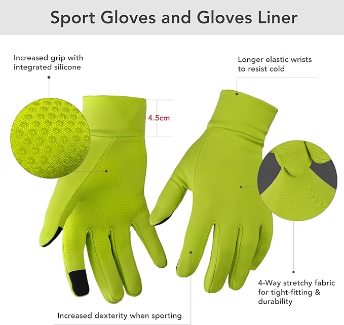 Unigear Running Gloves, Touch Screen Anti - slip Lightweight Gloves Liners for Cycling Biking Sporting Driving for Men Women - Gloves & Mittens - British D'sire