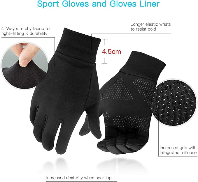 Unigear Running Gloves, Touch Screen Anti - slip Lightweight Gloves Liners for Cycling Biking Sporting Driving for Men Women - Gloves & Mittens - British D'sire