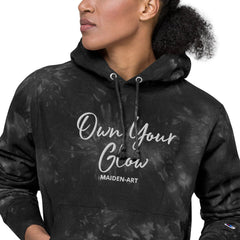 Own Your Glow Unisex Champion tie-dye hoodie with Embroidery Maiden-Art