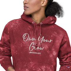 Own Your Glow Unisex Champion tie-dye hoodie with Embroidery Maiden-Art