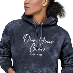 Own Your Glow Unisex Champion tie-dye hoodie with Embroidery Maiden-Art