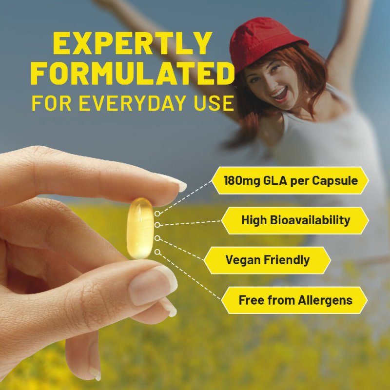 Vegan Evening Primrose Oil 2000mg with Vitamin E & B6 – 60 Vegan Softgels| Pure Cold Pressed I 180mg GLA per Capsule I Women's Health I Premium Quality I by Prowise Healthcare - Vitamins & Supplements - British D'sire