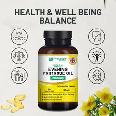 Vegan Evening Primrose Oil 2000mg with Vitamin E & B6 – 60 Vegan Softgels| Pure Cold Pressed I 180mg GLA per Capsule I Women's Health I Premium Quality I by Prowise Healthcare - Vitamins & Supplements - British D'sire