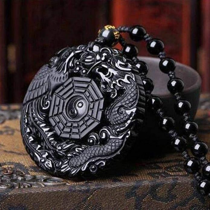 Viaan Black Obsidian Carving Dragon Phoenix Necklace China Style Gossip Pendant Necklaces Y4v5 Amulet Men Mascot Lucky Peace for Women - Charms & Pendants - British D'sire