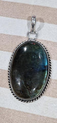 Viaan Hand Crafted LABRADORITE Gemstone Sterling Silver Pendant Powerful Reiki Protective Energy Adjustable Necklace with GIFT BOX - Charms & Pendants - British D'sire