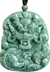 Viaan Natural Jade Dragon Necklace Pendant Grade A Untreated Burmese Jadeite Hand - carved Double - sided Delicate Carving Certified for Men and Women, Jadeite jade, natural jadeite jade - Necklaces & Pendants - British D'sire