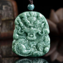 Viaan Natural Jade Dragon Necklace Pendant Grade A Untreated Burmese Jadeite Hand - carved Double - sided Delicate Carving Certified for Men and Women, Jadeite jade, natural jadeite jade - Necklaces & Pendants - British D'sire