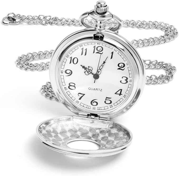 Vicloon Modern Pocket Watch, Quartz Pocket Watch with Chain, Vintage Quartz Pocket Watch Roman Numerals Stylish Pocket Watch for Birthday Anniversary Day Christmas Fathers Day - Watches - British D'sire