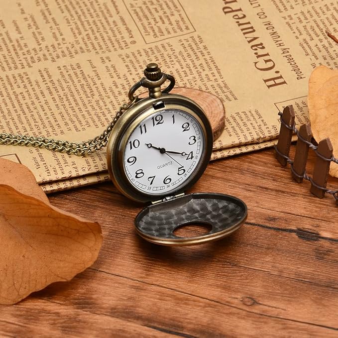 Vicloon Modern Pocket Watch, Quartz Pocket Watch with Chain, Vintage Quartz Pocket Watch Roman Numerals Stylish Pocket Watch for Birthday Anniversary Day Christmas Fathers Day - Watches - British D'sire