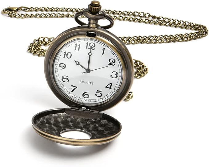 Vicloon Modern Pocket Watch, Quartz Pocket Watch with Chain, Vintage Quartz Pocket Watch Roman Numerals Stylish Pocket Watch for Birthday Anniversary Day Christmas Fathers Day - Watches - British D'sire