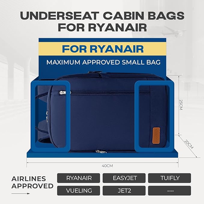 VMIKIV for Ryanair Cabin Bags 40x20x25 Underseat Carry On Backpack,Small Travel Backpack Cabin Size Hand Luggage Bag,Under Seat Cabin Bag Backpack with Laptop Compartment - Luggage & Bags - British D'sire