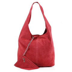 Italian Designer Soft Suede Leather  Shoulder Bag-Swolit Bellissima - Coral