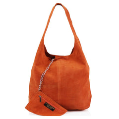 Italian Designer Soft Suede Leather  Shoulder Bag-Swolit Bellissima - Orange