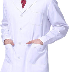 Waflyer White Medical Coat, Unisex Cotton Polyester Scientist Lab Coat Doctor Workwear Uniform Food Coat Laboratory Coat Men Coat - Lab Coats - British D'sire