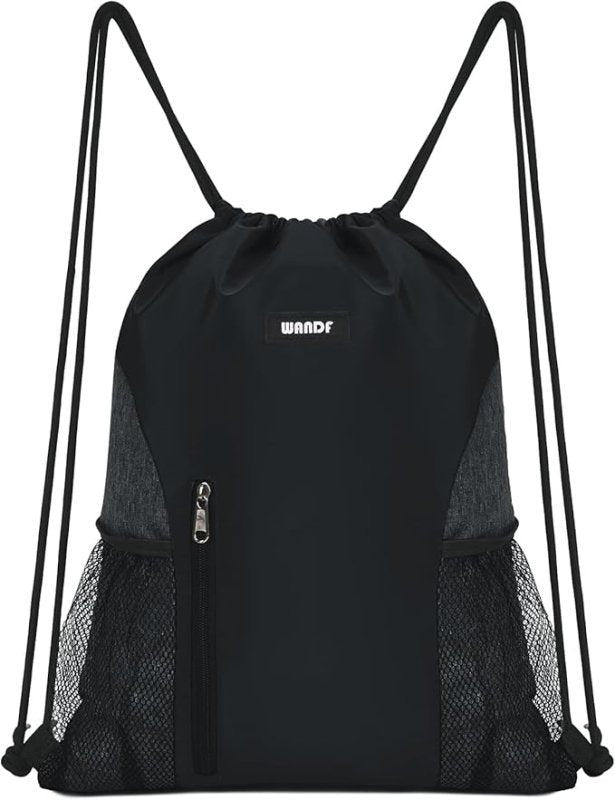 WANDF Drawstring Backpack Sports Gym Sackpack with Mesh Pockets Water Resistant String Bag for Women Men Children - Gym Bags - British D'sire