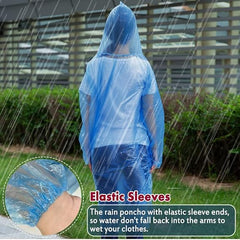 wehers 5 Pack Disposable Rain Ponchos - One Size Rain Poncho Waterproof Emergency Raincoats Rain Poncho Adult Rain Coats With Hood and Sleeves Ideal for Festivals, Camping, Fishing, Theme Parks - Rain Coat - British D'sire