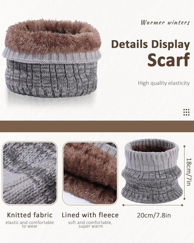 WELROG Children's Winter Hat Scarf Gloves for Boys Girls Winter Hat Scarf Set for Children 4 - 15 Years Boys Hat Knitted Hat Warm Outdoor Hat and Scarf for Kids - Hats & Caps - British D'sire