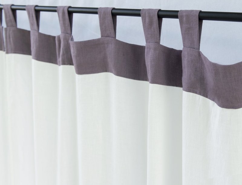 White and Natural Light linen curtains with tabs, two tones - Two tones - British D'sire