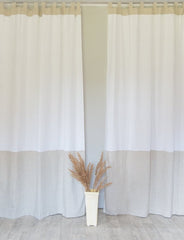 White and Natural Light linen curtains with tabs, two tones - Two tones - British D'sire