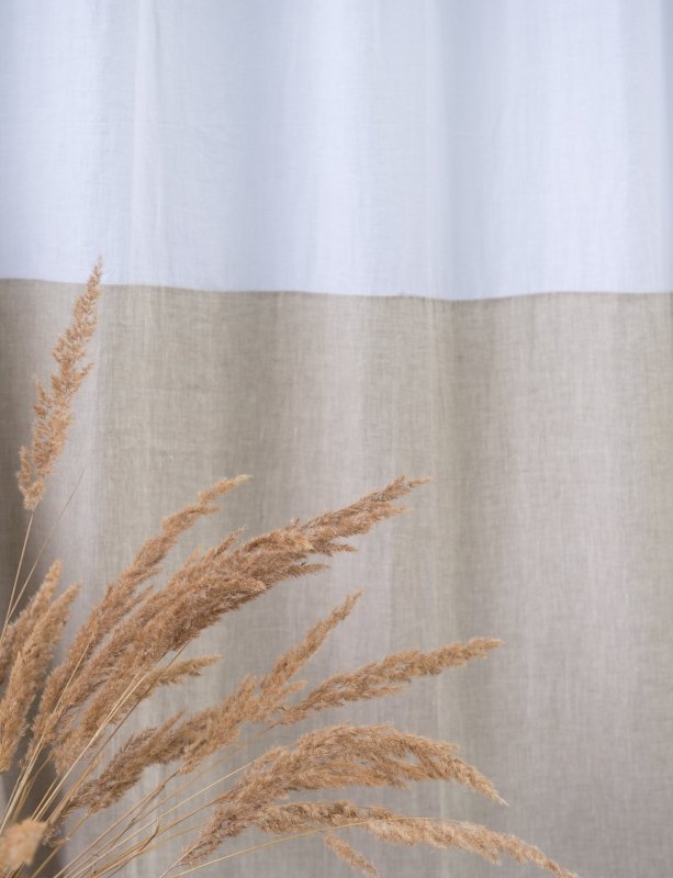 White and Natural Light linen curtains with tabs, two tones - Two tones - British D'sire