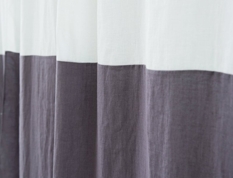 White and Natural Light linen curtains with tabs, two tones - Two tones - British D'sire