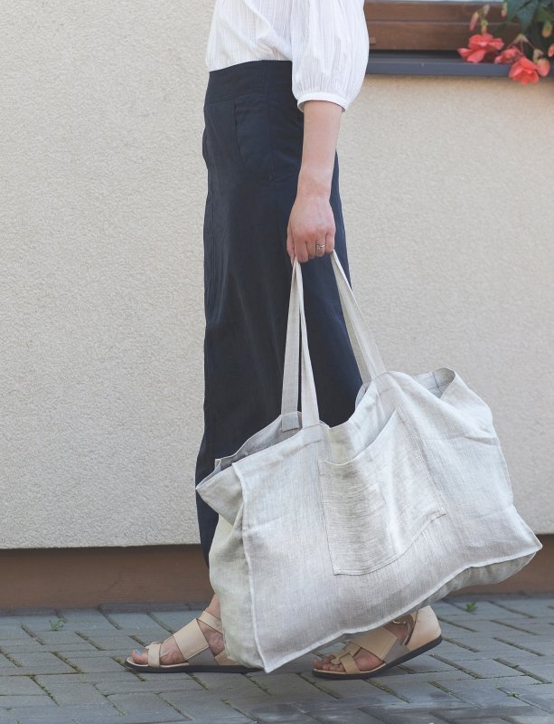 White linen beach bag - Beach Bags - British D'sire