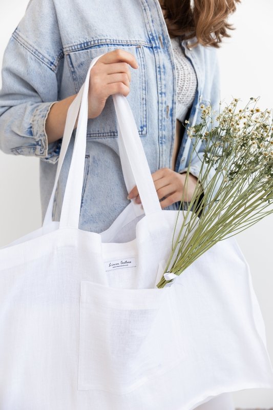 White linen beach bag - Beach Bags - British D'sire