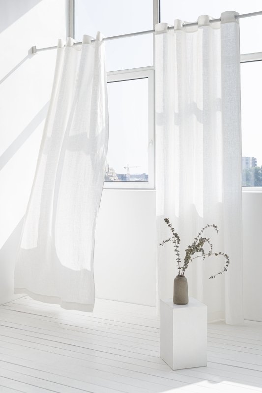 White linen curtain with grommets - Grommets - British D'sire