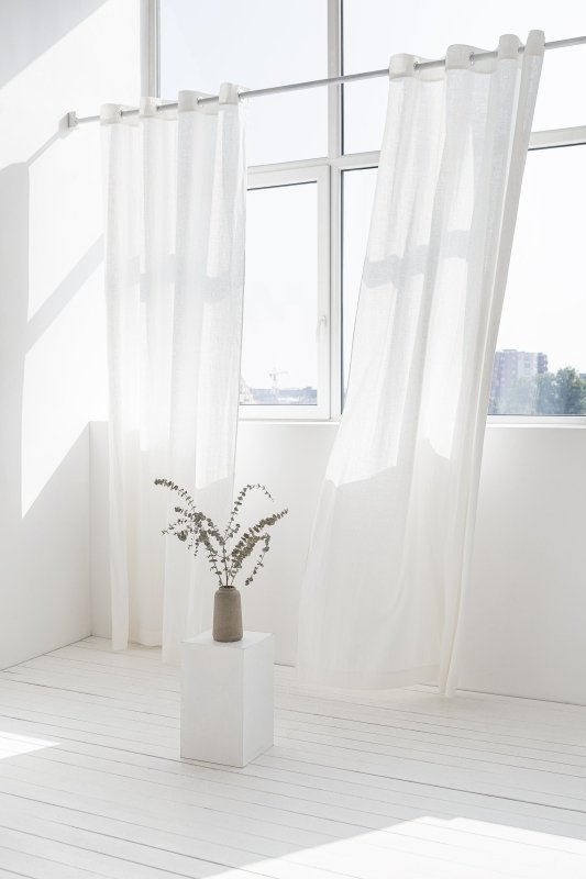 White linen curtain with grommets - Grommets - British D'sire