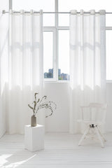 White linen curtain with grommets - Grommets - British D'sire