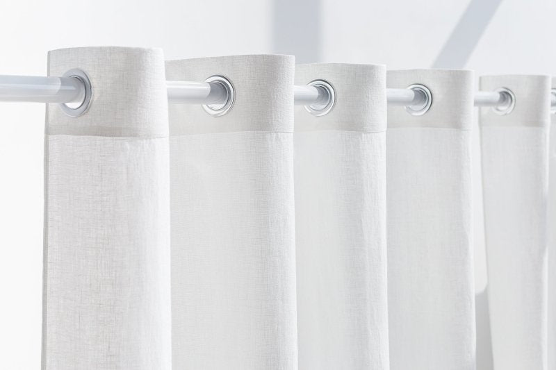 White linen curtain with grommets - Grommets - British D'sire