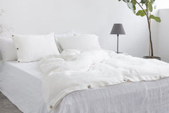 White linen flat bedsheet - Flat bed sheets - British D'sire