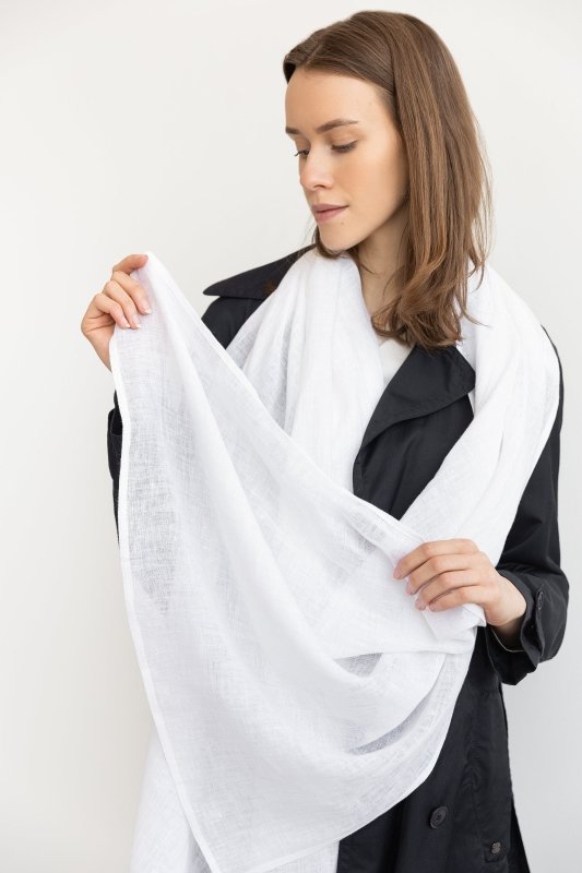 White linen lightweight scarf - Scarf - British D'sire