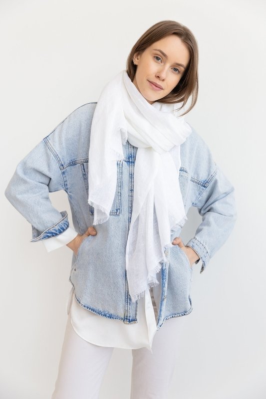 White linen lightweight scarf - Scarf - British D'sire