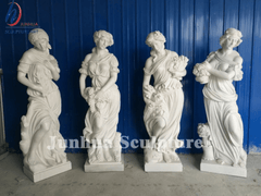 White Marble Carving Four Seasons Garden God Statues - Decor Sculpture - British D'sire