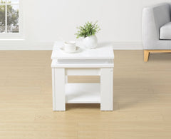 White Square Side Table with BLUE LED Light - EFFULGENCE - Side Table - British D'sire