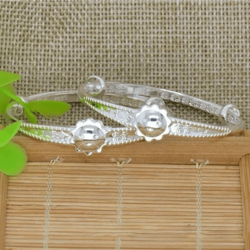 Wholesale 999 pure silver sun flower sterling silver chunky bracelet not pure 925 silver baby bracelets - Bracelets & Bangles - British D'sire