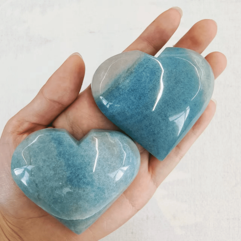 Wholesale high quality crystal crafts bulk crystal Gemstone heart blue trolite heart for gift - Loose Gemstone - British D'sire