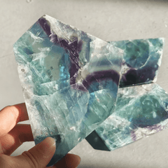 Wholesale Natural crystal slab raw rough fluorite slice for home decoration - Crystal Image - British D'sire