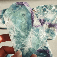 Wholesale Natural crystal slab raw rough fluorite slice for home decoration - Crystal Image - British D'sire