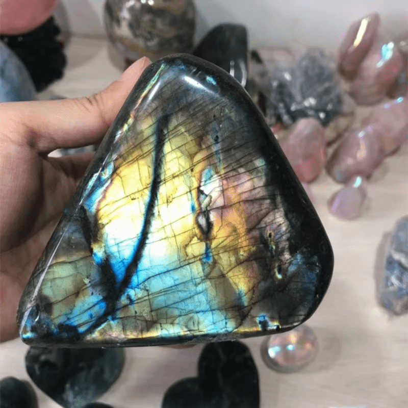 Wholesale natural polished crystal craft blue labradorite freeform healing stone ornament for decoration - Stone Ornaments - British D'sire