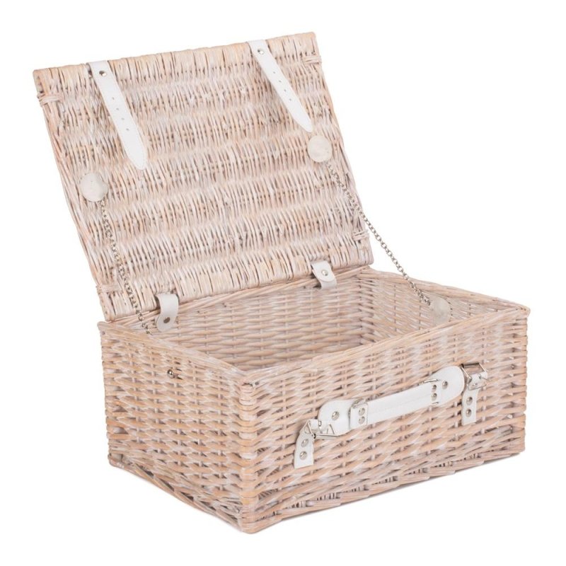 Wicker 41cm White Hamper - Empty Picnic Baskets - British D'sire