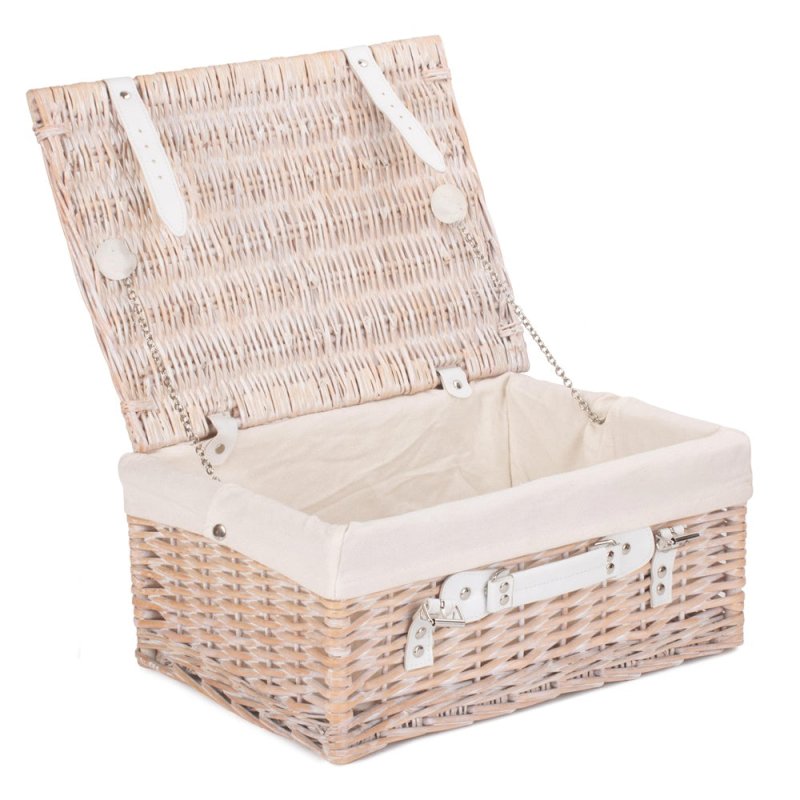 Wicker 41cm White Hamper - Empty Picnic Baskets - British D'sire