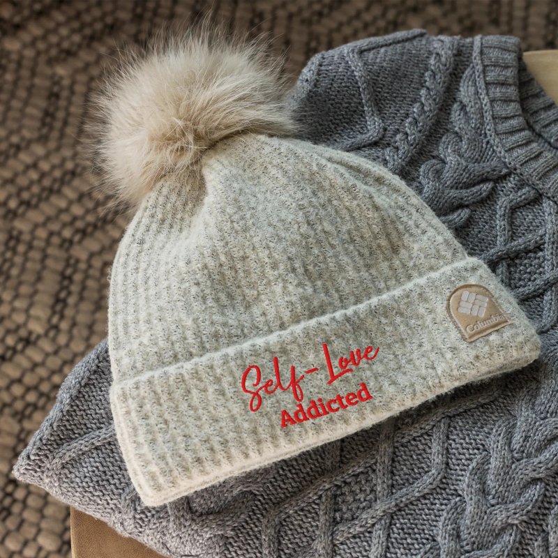 Winter Hats - Self Love Addicted - Columbia pom - pom beanie with Embroidery - beanie - British D'sire