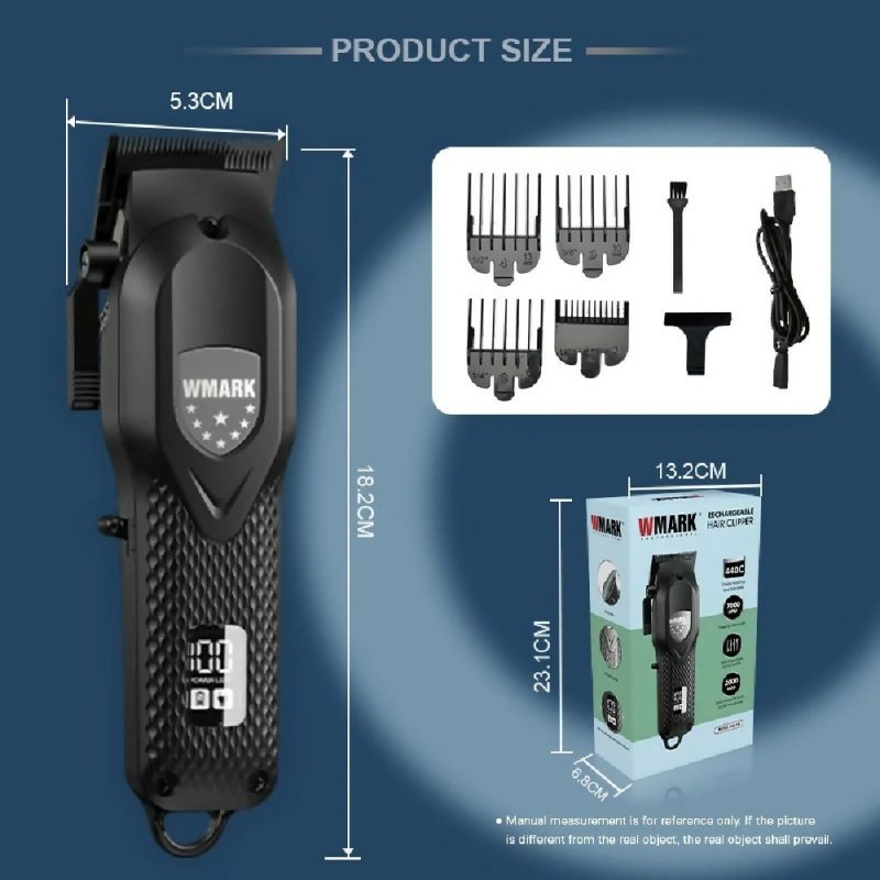 WMARK NG - 119 Men Hair Trimmer Rechargeable Clipper With LED Display Black - Men Hair Trimmer - British D'sire